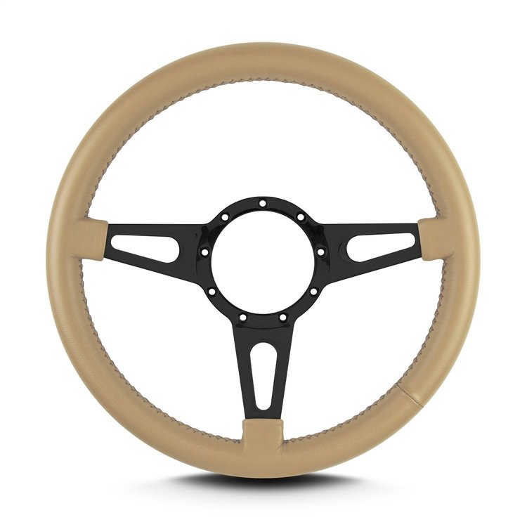 44509 Mark 4 Supreme Steering Wheel, Tan, Black Spokes, 14 in. Standard Grip