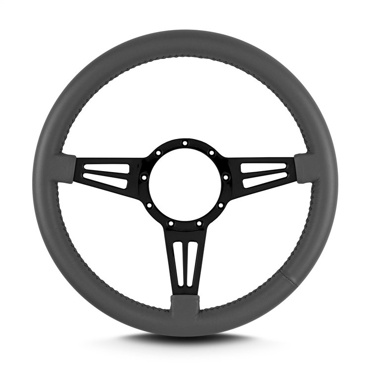 47206 Mark 4 Double Slot Steering Wheel, Dark Grey, Black Spokes, 14 in. Standard Grip