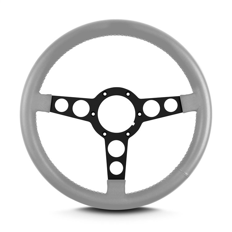 61407 Trans Am Steering Wheel, Light Grey, Black Anodized