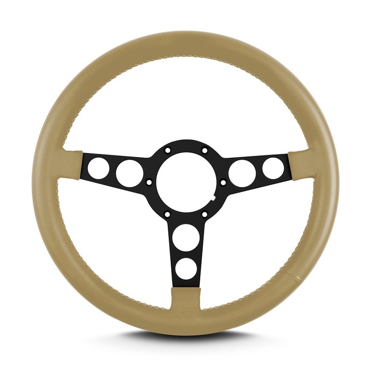61409 Trans Am Steering Wheel, Tan, Black Anodized