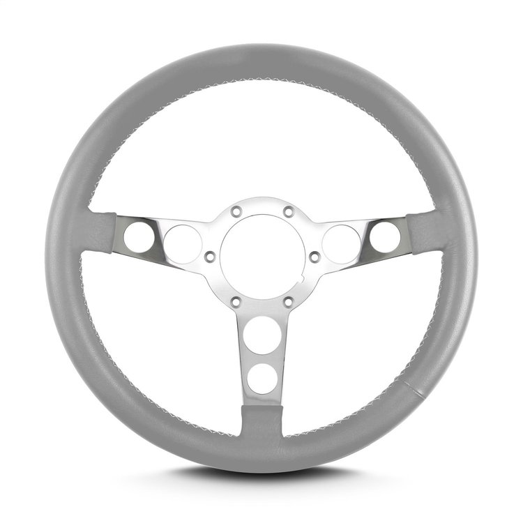 61507 Trans Am Steering Wheel, Light Grey, Polished Spokes, 14 in. Standard Grip
