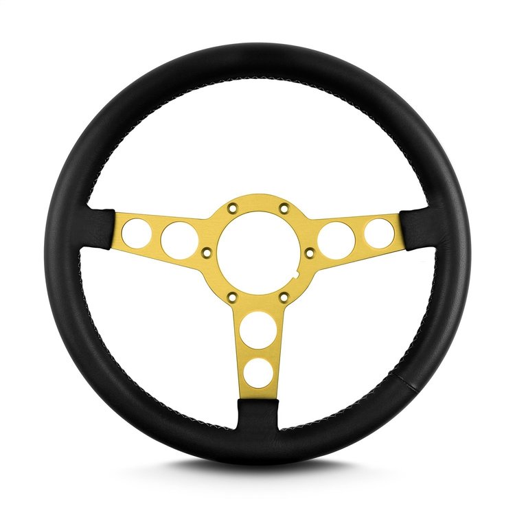62401 Trans Am Steering Wheel, Black, Gold Anodized Spokes