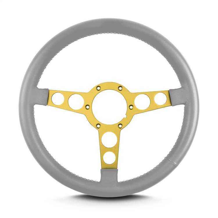 62407 Trans Am Steering Wheel, Light Grey, Gold Anodized Spokes