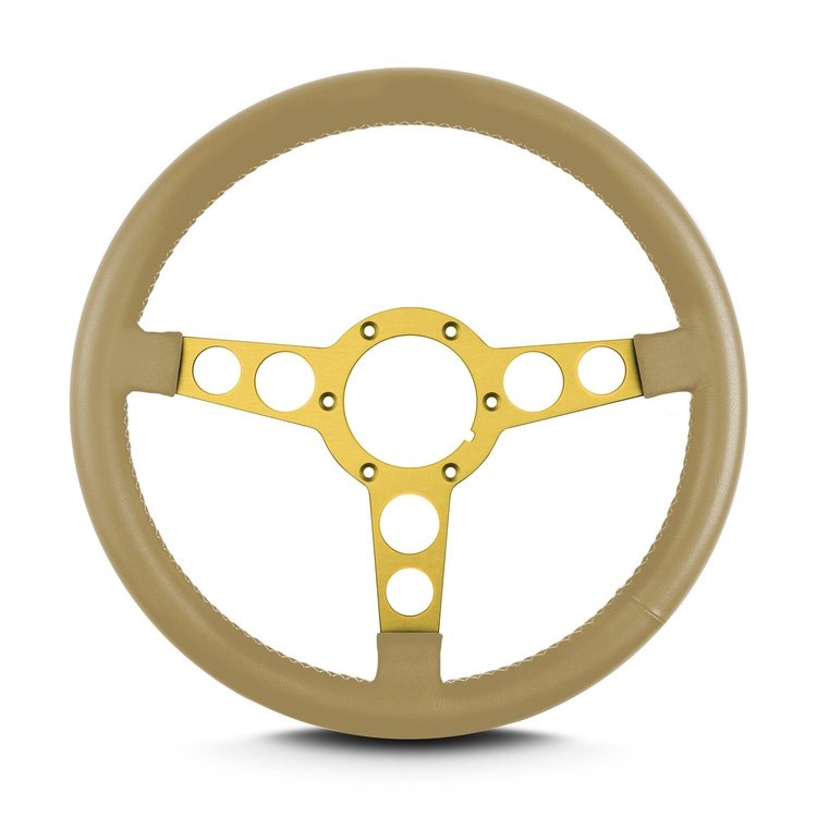 62409 Trans Am Steering Wheel, Tan, Gold Anodized Spokes