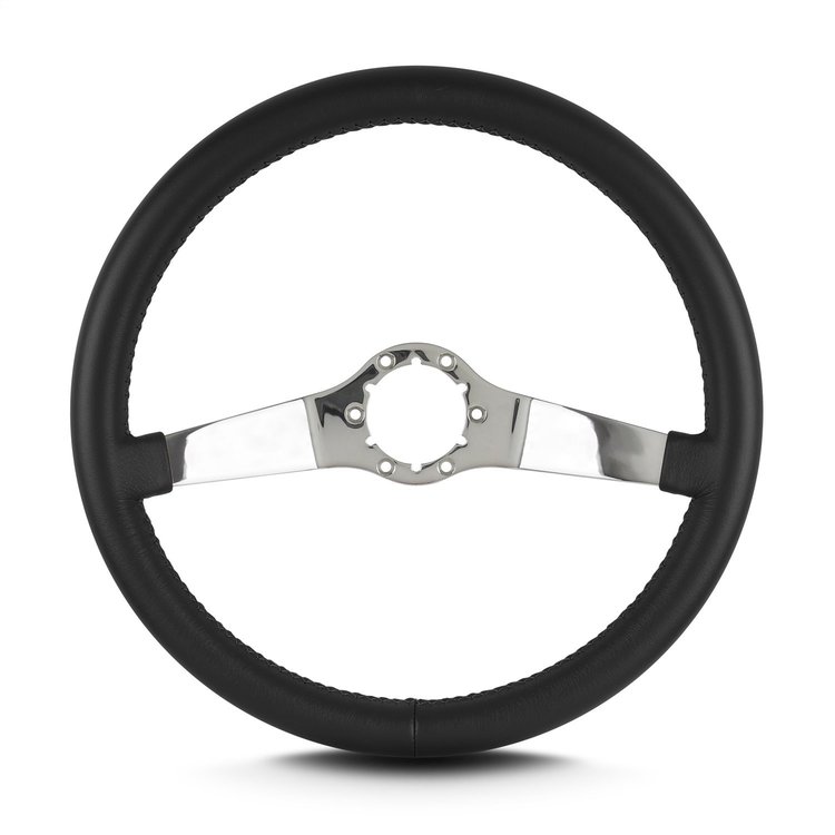 63401 Two Smooth Steering Wheel, Black, Polished Spokes, 14 in. Standard Grip