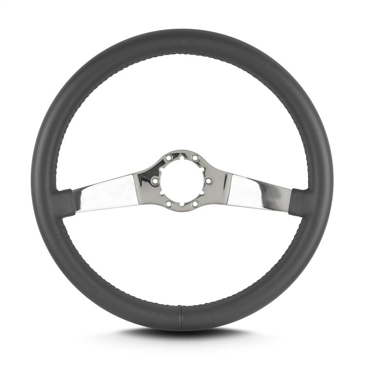 63406 Two Smooth Steering Wheel, Dark Grey, Polished Spokes, 14 in. Standard Grip