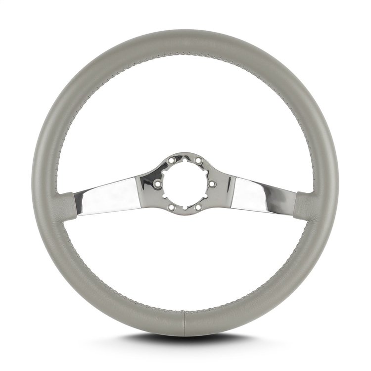 63407 Two Smooth Steering Wheel, Light Grey, Polished Spokes, 14 in. Standard Grip