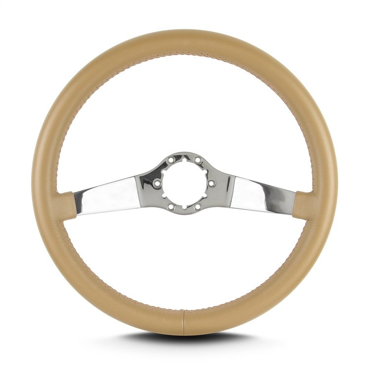 63409 Two Smooth Steering Wheel, Tan, Polished Spokes, 14 in. Standard Grip