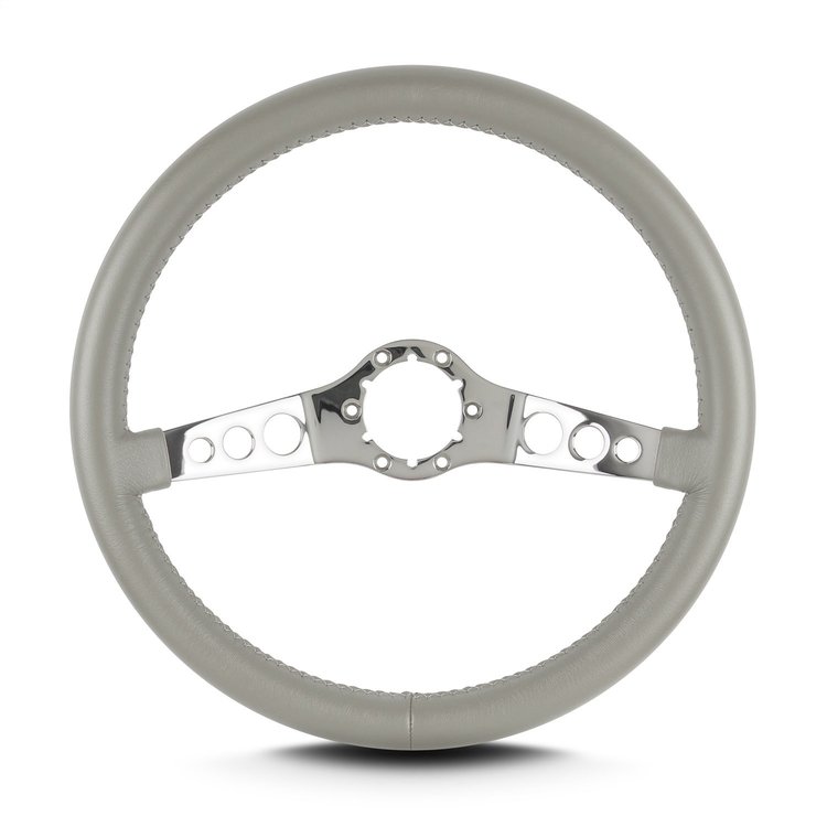 63507 SS Steering Wheel, Light Grey, Polished Spokes, 14 in. Standard Grip