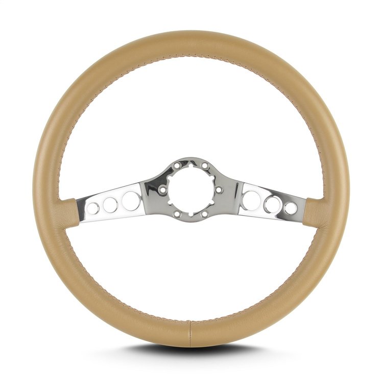 63509 SS Steering Wheel, Tan, Polished Spokes, 14 in. Standard Grip
