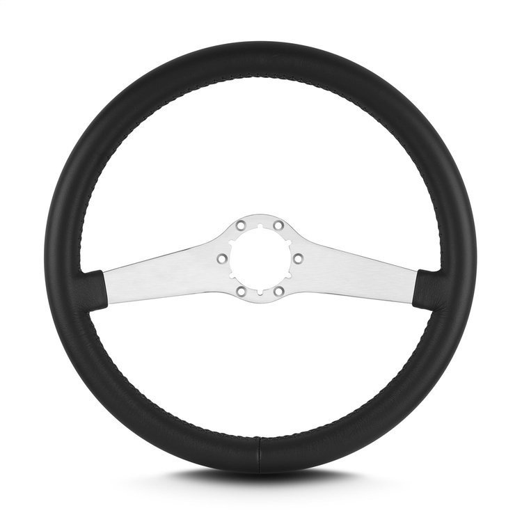 65401 Two Smooth Steering Wheel, Black, Brushed Spokes, 14 in. Standard Grip