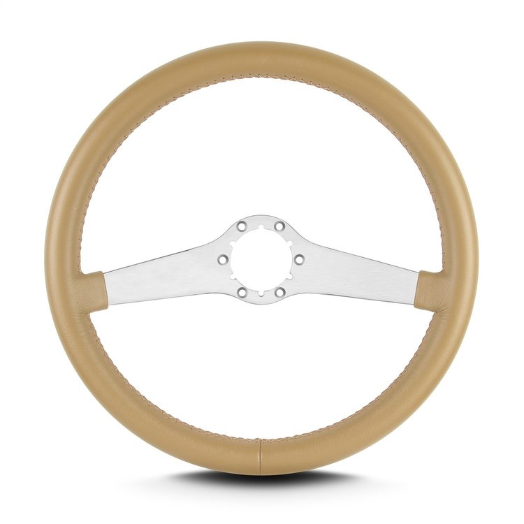 65409 Two Smooth Steering Wheel, Tan, Brushed Spokes, 14 in. Standard Grip