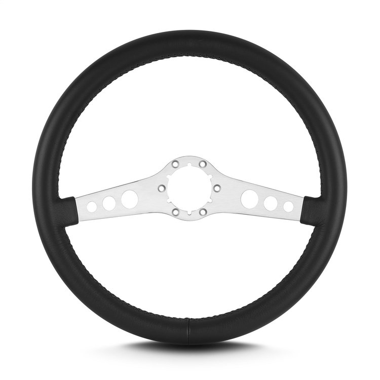 65501 SS Steering Wheel, Black, Brushed Spokes, 14 in. Standard Grip