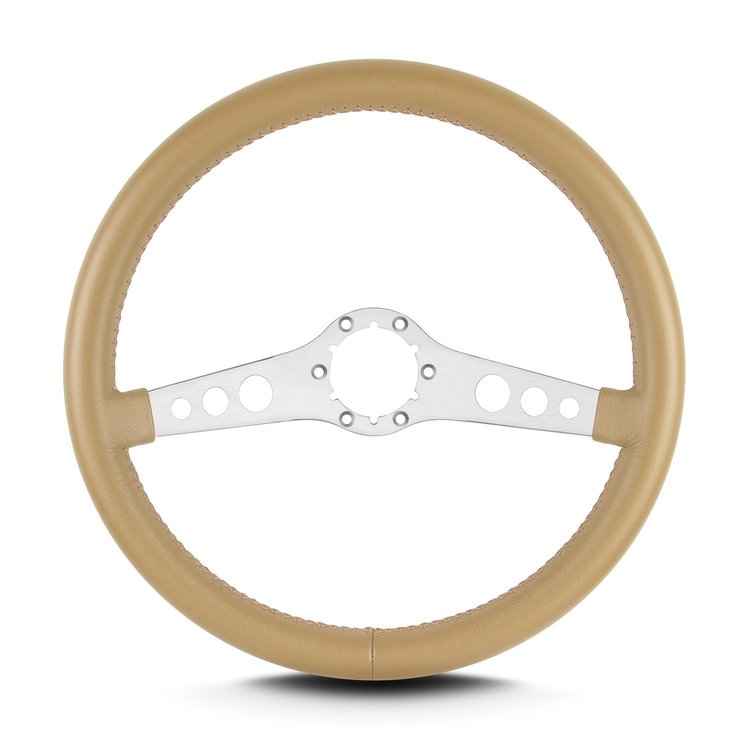 65509 SS Steering Wheel, Tan, Brushed Spokes, 14 in. Standard Grip