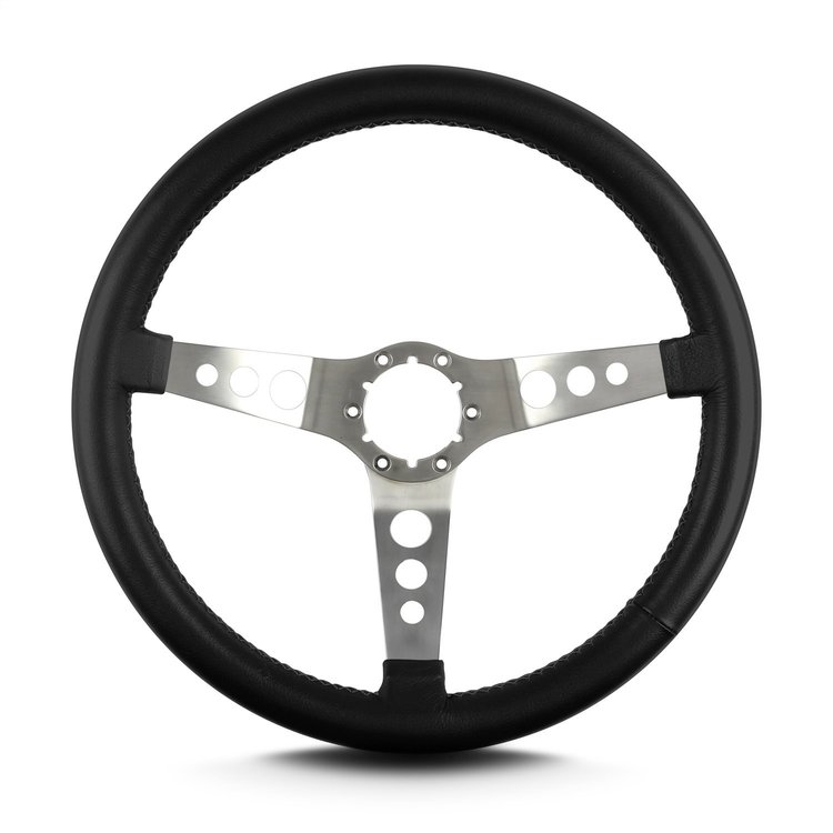65601 Hot Rod Steering Wheel, Black, Brushed Spokes, 14 in. Standard Grip