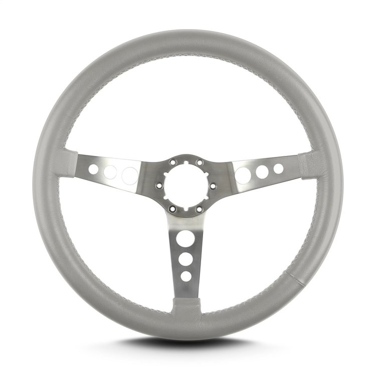 65607 Hot Rod Steering Wheel, Light Grey, Brushed Spokes, 14 in. Standard Grip