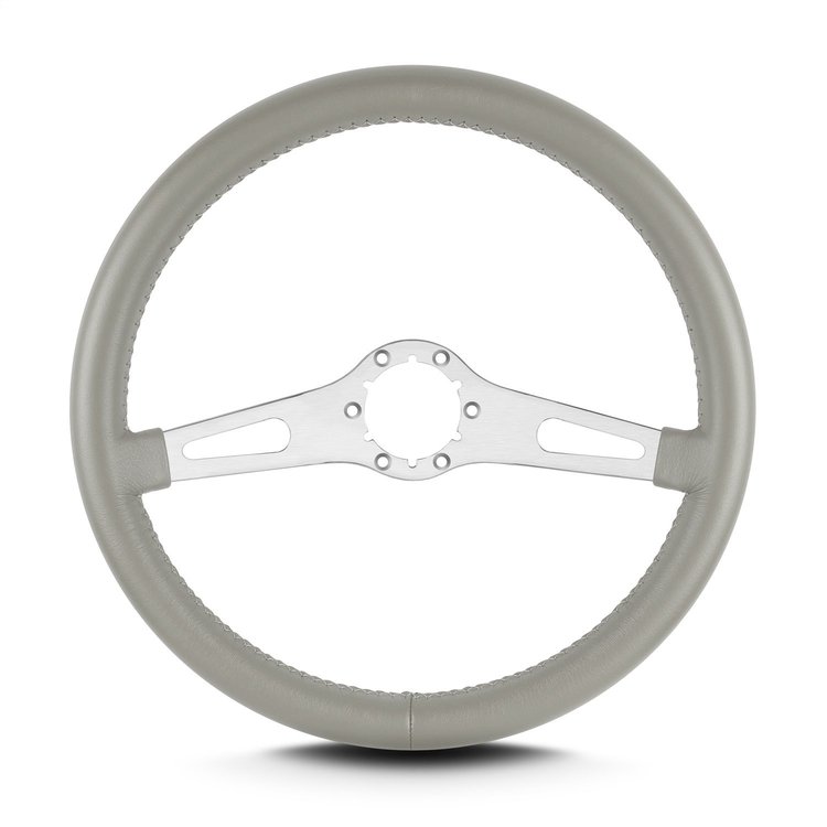 65707 Teardrop Steering Wheel, Light Grey, 2 Brushed Spokes, 14 in. Standard Grip