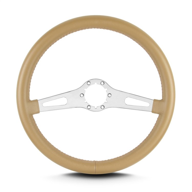 65709 Teardrop Steering Wheel, Tan, 2 Brushed Spokes, 14 in. Standard Grip