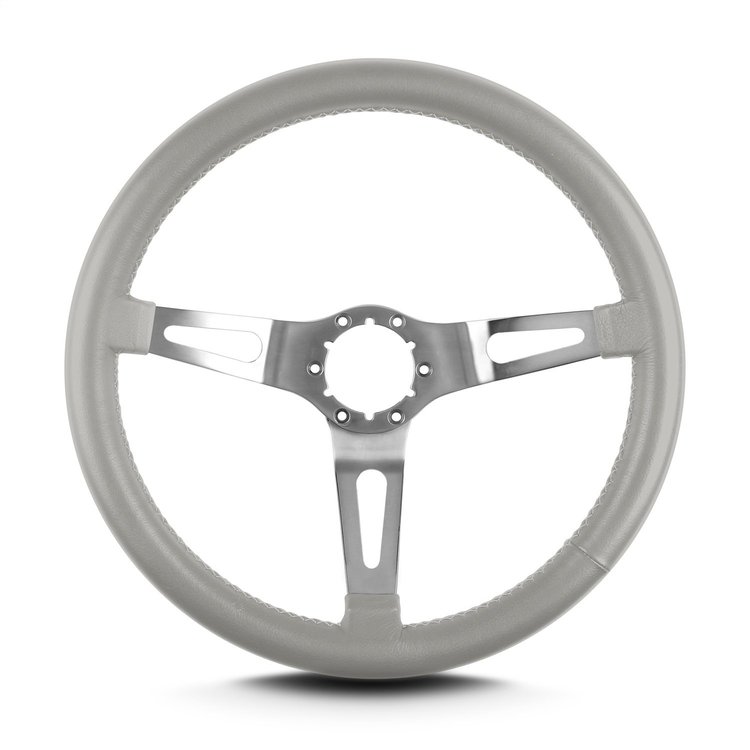 65807 Teardrop Steering Wheel, Light Grey, 3 Brushed Spokes, 14 in. Standard Grip