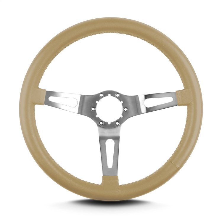 65809 Teardrop Steering Wheel, Tan, 3 Brushed Spokes, 14 in. Standard Grip