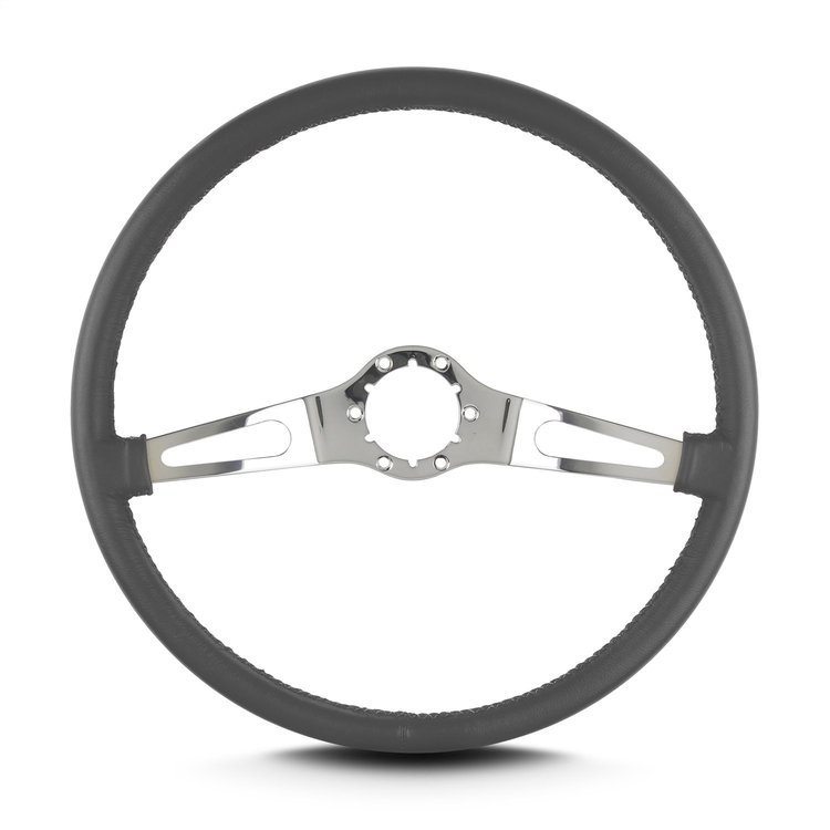 66206 Teardrop Steering Wheel, Dark Grey, 2 Polished Spokes, 15 in. Thin Grip