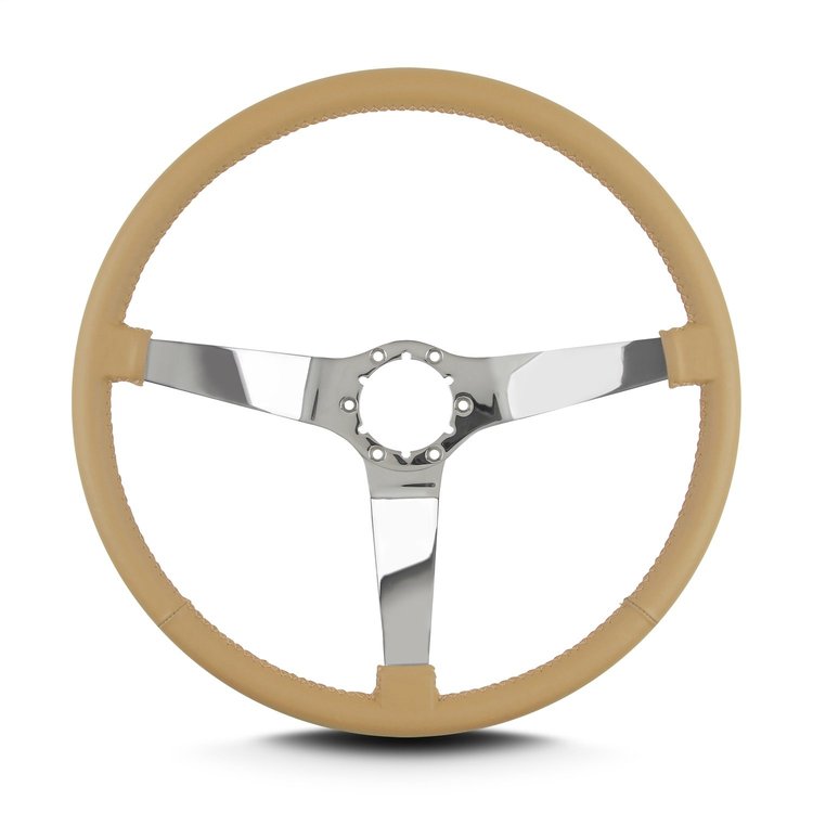 66409 Vette 3 Steering Wheel, Tan, Polished Spokes, 15 in. Thin Grip