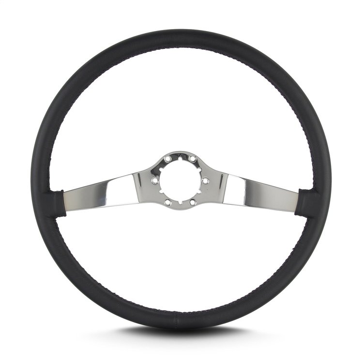 66601 Two Smooth Steering Wheel, Black, Polished Spokes, 15 in. Thin Grip