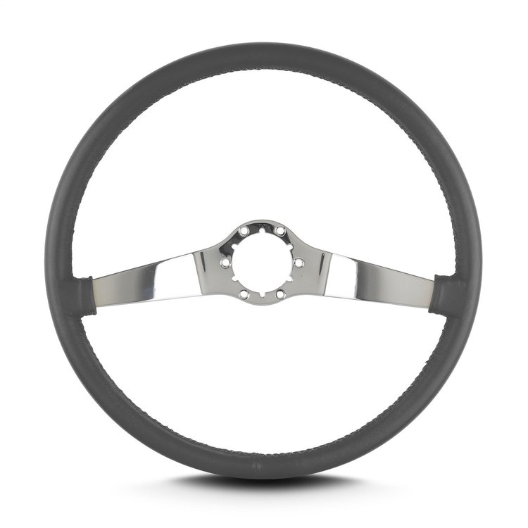 66606 Two Smooth Steering Wheel, Dark Grey, Polished Spokes, 15 in. Thin Grip