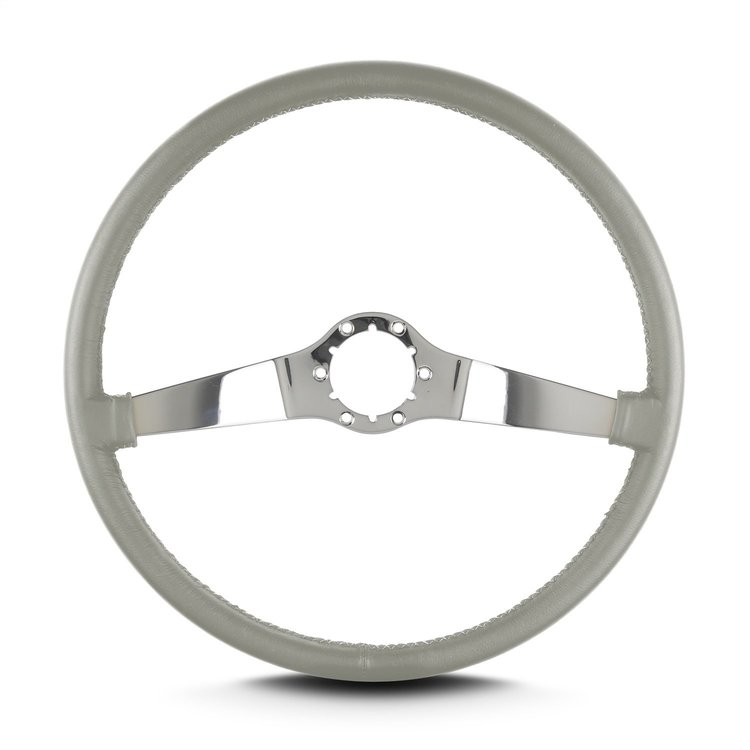 66607 Two Smooth Steering Wheel, Light Grey, Polished Spokes, 15 in. Thin Grip