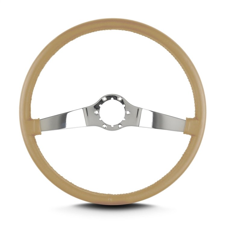 66609 Two Smooth Steering Wheel, Tan, Polished Spokes, 15 in. Thin Grip