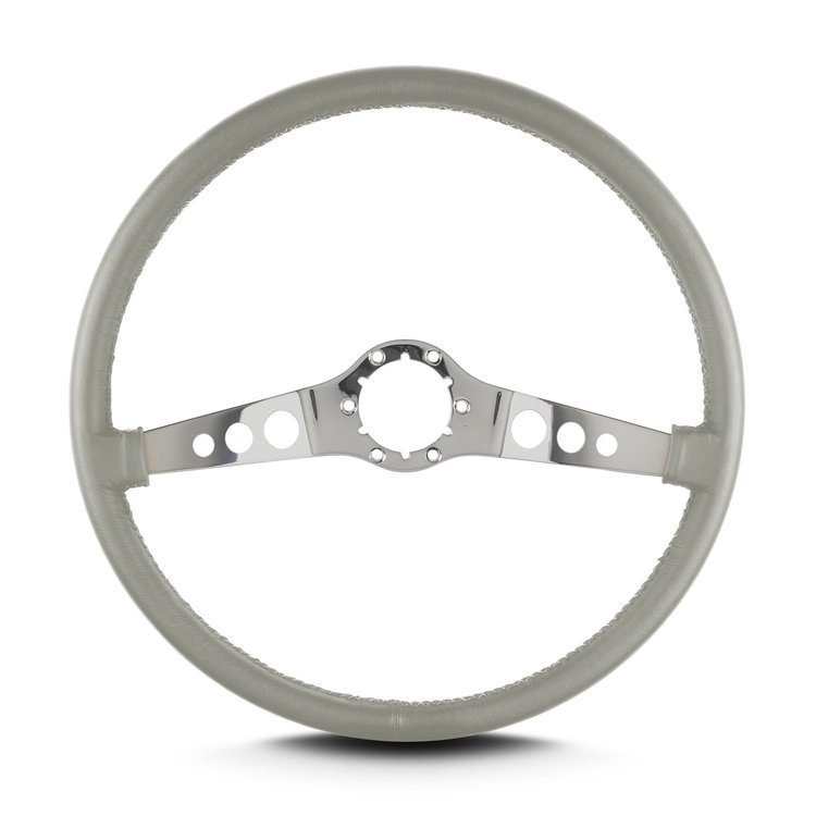66707 SS Steering Wheel, Light Grey, Polished Spokes, 15 in. Thin Grip