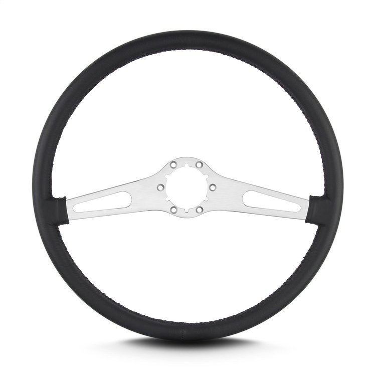 67201 Teardrop Steering Wheel, Black, 2 Brushed Spokes, 15 in. Thin Grip