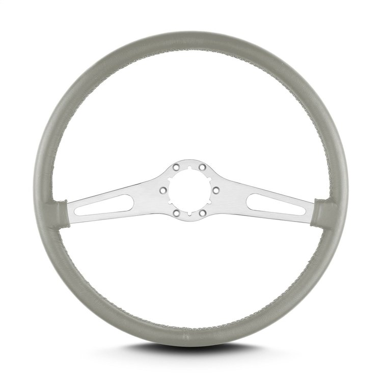 67207 Teardrop Steering Wheel, Light Grey, 2 Brushed Spokes, 15 in. Thin Grip