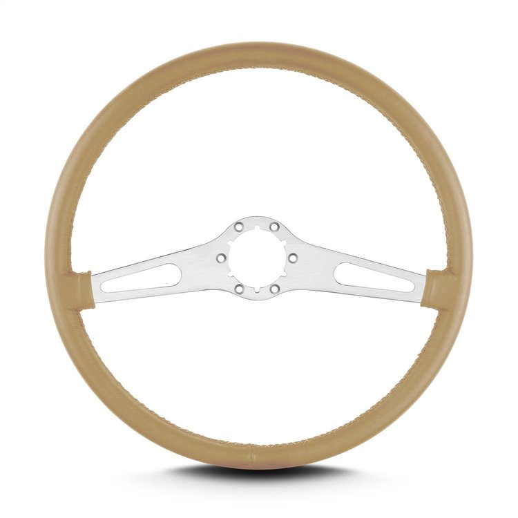 67209 Teardrop Steering Wheel, Tan, 2 Brushed Spokes, 15 in. Thin Grip