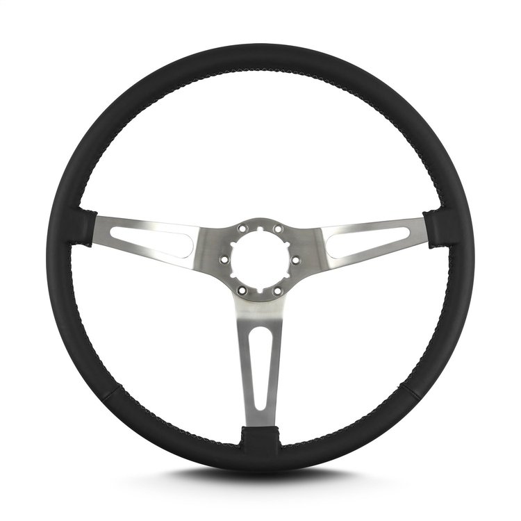67301 Teardrop Steering Wheel, Black, 3 Brushed Spokes, 15 in. Thin Grip