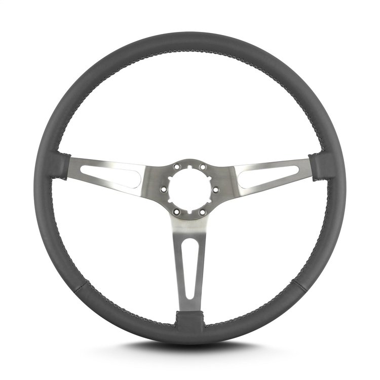 67306 Teardrop Steering Wheel, Dark Grey, 3 Brushed Spokes, 15 in. Thin Grip