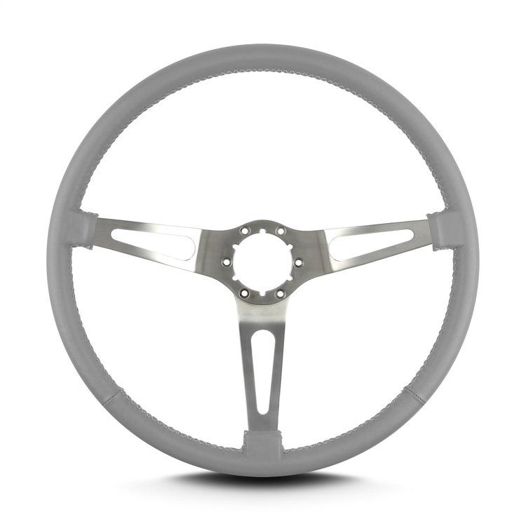 67307 Teardrop Steering Wheel, Light Grey, 3 Brushed Spokes, 15 in. Thin Grip