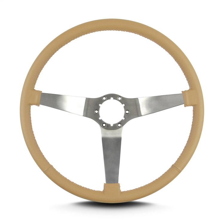 67409 Vette 3 Steering Wheel, Tan, Brushed Spokes, 15 in. Thin Grip