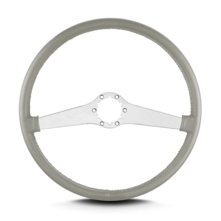 67607 Two Smooth Steering Wheel, Light Grey, Brushed Spokes, 15 in. Thin Grip