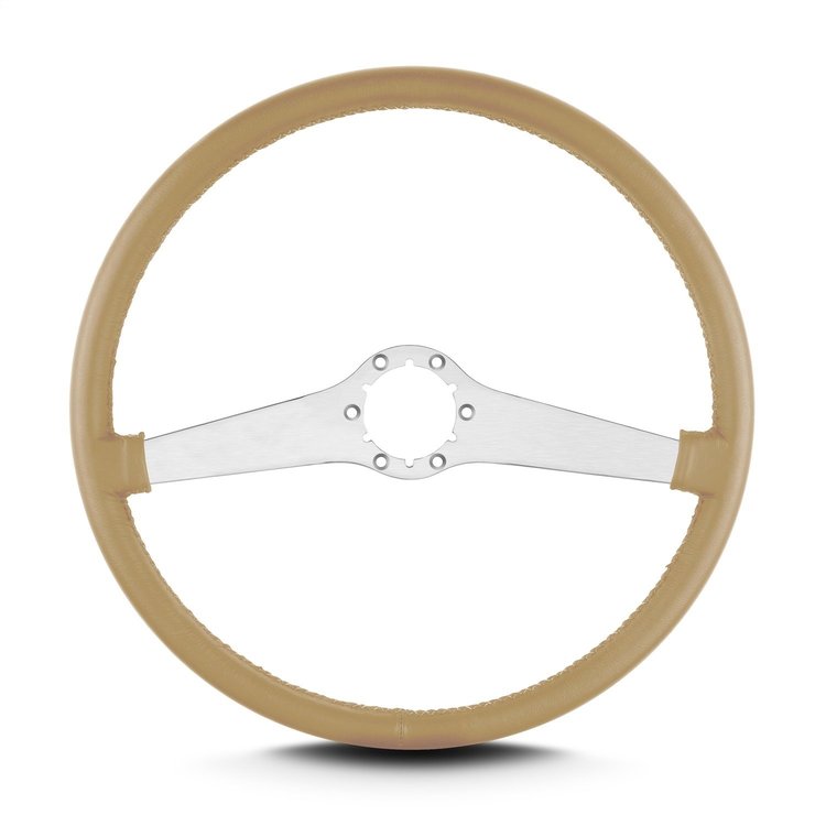 67609 Two Smooth Steering Wheel, Tan, Brushed Spokes, 15 in. Thin Grip