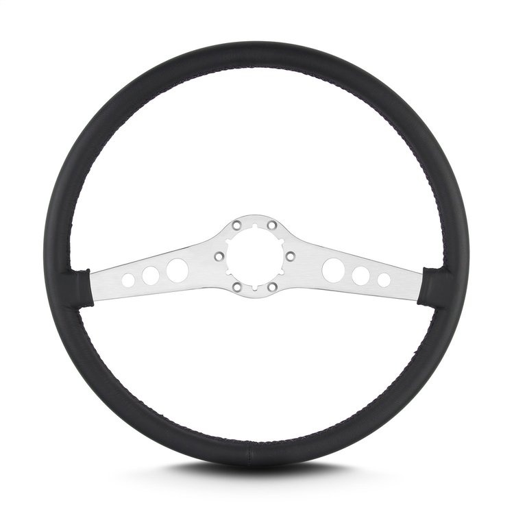 67701 SS Steering Wheel, Black, Brushed Spokes, 15 in. Thin Grip