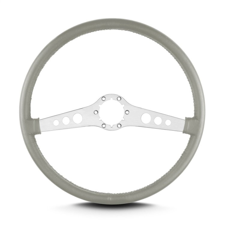 67707 SS Steering Wheel, Light Grey, Brushed Spokes, 15 in. Thin Grip
