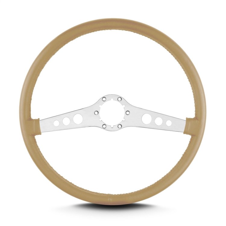 67709 SS Steering Wheel, Tan, Brushed Spokes, 15 in. Thin Grip