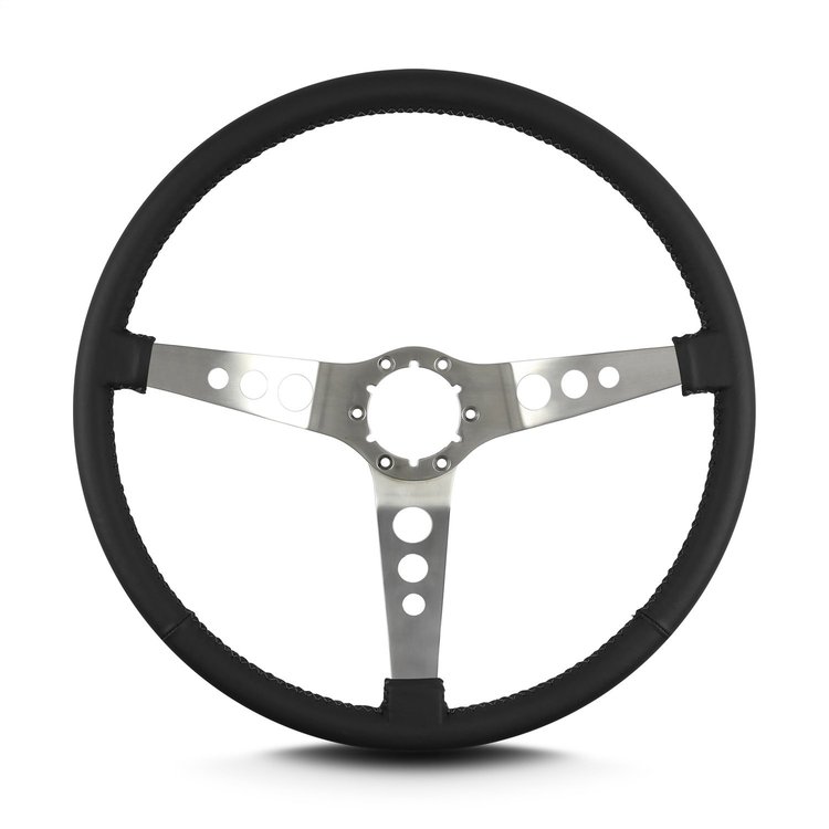 67801 Hot Rod Steering Wheel, Black, Brushed Spokes, 15 in. Thin Grip