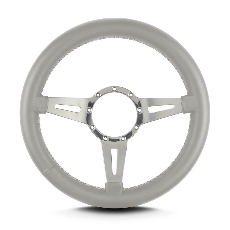 84407 Mark 4 Elegante Steering Wheel, Light Grey, Polished Spokes, 14 in. Thick Grip