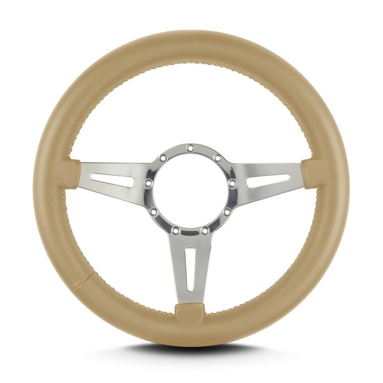 84409 Mark 4 Elegante Steering Wheel, Tan, Polished Spokes, 14 in. Thick Grip