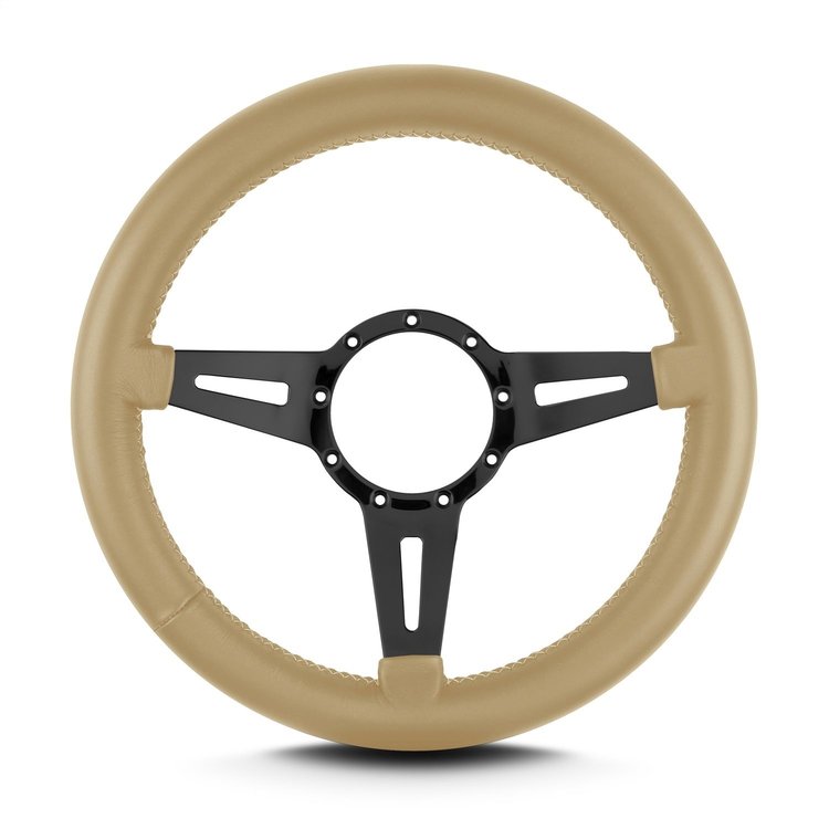84509 Mark 4 Elegante Steering Wheel, Tan, Black Spokes, 14 in. Thick Grip