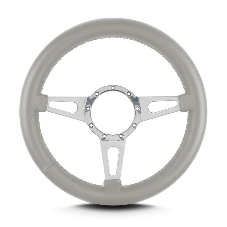 85407 Mark 4 Supreme Steering Wheel, Light Grey, Polished Spokes, 14 in. Thick Grip
