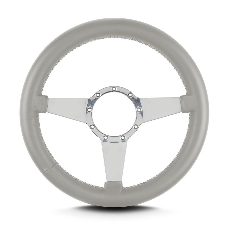 86407 Mark 4 Standard Steering Wheel, Light Grey, Polished Spokes, 14 in. Thick Grip