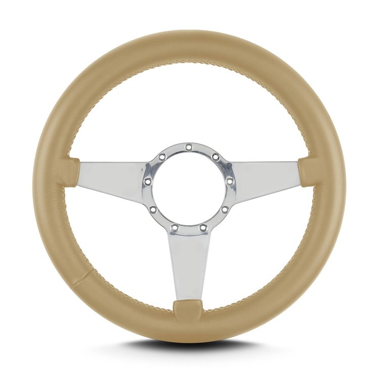 86409 Mark 4 Standard Steering Wheel, Tan, Polished Spokes, 14 in. Thick Grip